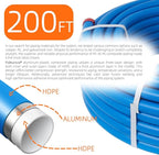 Compressed Air Piping System with 3/4 Inch ID x 200 feet HDPE Tubing & Aluminum Outlet Blocks for Garage Connect Air Compressor Line Kit Accessories for Shop | 200 PSI | 53PCS |9120