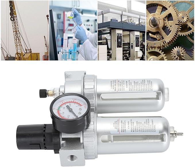 Compressed Air Line Filter, Aluminum Alloy Filter Back Fastening Design 5-60℃ Operating Temperature Range Oil Trap Separator for Teaching Laboratory