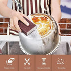 Nano Carborundum Sponge,Emery Sponge Kitchen Pot Brush with Handle,Scouring Pad Pot Scrubber,Pot Cleaner for Bottom of Pans,Wet Dry Sanding Sponges (Brown 02 * 5pcs)