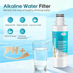 ICEPURE Alkaline LT1000PC Refrigerator Water Filter and Air Filter Replacement for LG LT1000P/PC/PCS, Kenmore 9980, ADQ74793501 ADQ74793502 ADQ747935 MDJ64844601 LMXS28626S LT1000, Enhances PH, 1Combo