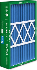 Filterbuy 16x25x5 Air Filter MERV 13 Optimal Smoke & Allergy Defense (2-Pack), Pleated HVAC AC Furnace Filters for Honeywell FC100A1029, Lennox X6670, and More (Actual Size: 15.75 x 24.75 x 4.38)