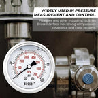 0-100Psi Glycerin Liquid Filled Low Pressure Gauge, 2.5" Dial Size, 1/4" G Back Mount, 304 Stainless Steel Case, for Water Pipe, HVAC, Water Oil Air Pressure Test