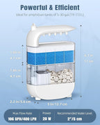 Pawfly 106 GPH 5 W Turtle Tank Filter, Low Water Level Turtle Filter for 5-30 Gallon Tanks, Ultra Quiet Adjustable Internal Filter for Turtle Tanks, Mechanical & Bio-Filtration Turtle Water Filter