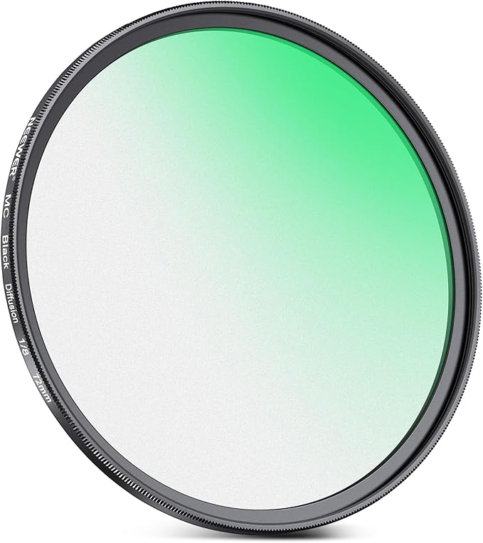 NEEWER 72mm Black Diffusion 1/8 Filter Soft Dreamy Cinematic Effect Filter Ultra Slim Water Repellent Scratch Resistant Optical Glass, Multi Nano Coatings for Video/Vlog/Portrait Photography