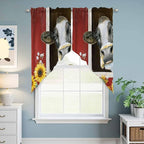 Cows Sunflowers Swag Valances for Windows, Rustic Farms Barns Flowers Bees Animals Rod Pocket Kitchen Curtains Valance, Small Window Curtains Swag for Cafe Bathroom Living Room, 2 Panels, 36x36 inch