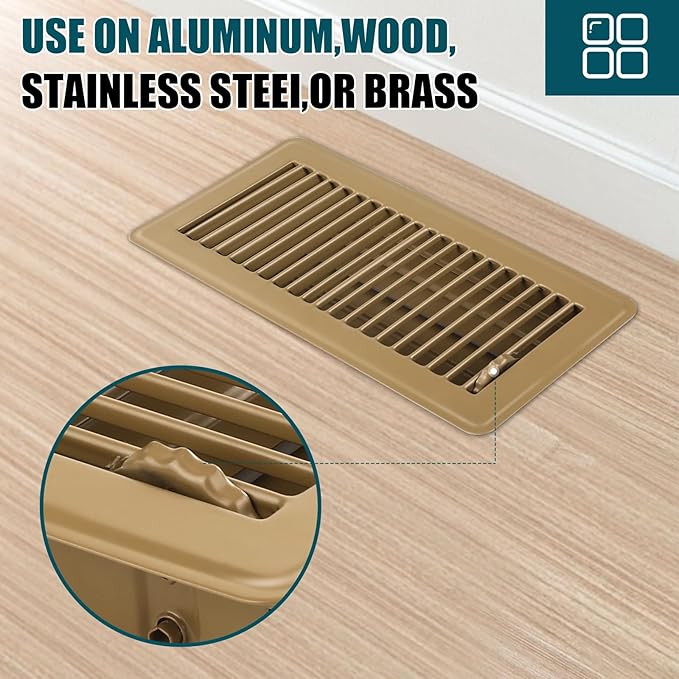 VOISEN Floor Register 4x10, 6 Pack Brown Floor Vent Covers, Heavy Duty Steel Walkable Floor Vents,Vent Covers for Home Floor
