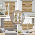 Light Brown Wood Grain Bedroom Curtains 72 Inch Length, Window Curtains Tab Top, Western Farmhouse Barn Door Light Filtering Window Treatments Drapes 52"x72" 2 Panel
