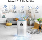 Air Purifiers for Home Pets Large Room Up to 1360 Ft², Tailulu D10 HEPA Air Purifiers for Bedroom with 15dB Sleep Mode, Air Filter for Pet Dander Smoke Odor Dust Pollen with Timer Fragrance Sponge