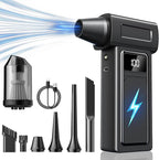 Compressed Electric Air Duster & Handheld Car Vacuum Cleaner 2-in-1-10000mAh Battery 180000RPM 4-Speed echargeable Air Blower for Car Cleaning, Home, Keyboard, PC, LED Light