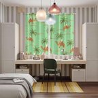 2 Panel Kitchen Cafe Curtains, Desert Camels Sunlight Filtering Nature Air Through, Home Decor Window Covering Tier Curtains for Living Room 80W x 63L inch Tropical Date Palm Trees Animal Green