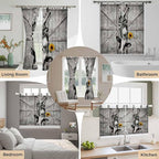 Funny Farm Animals Living Room Curtains 84 Inch Length, Window Curtains Tab Top, Vintage Barn Grey Sunflowers Light Filtering Window Treatments Drapes 52"x84" 2 Panel