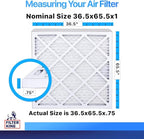 Filter King 36.5x65.5x1 Air Filter | 4-PACK | MERV 8 HVAC Pleated A/C Furnace Filters | MADE IN USA | Actual Size: 36.5 x 65.5 x .75"