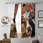 Farm Cows Living Room Curtains 84 Inch Length, Window Curtains Tab Top, Farmhouse Barn Funny Animals Butterfly Light Filtering Window Treatments Drapes 52"x84" 2 Panel
