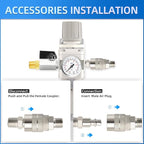 3/8" NPT Air Drying System, 5 Micron Air Line Filter with 150 PSI Gauge and Valve Shut Off Switch for Plasma Cutter and Paint Spray, Manual Drain