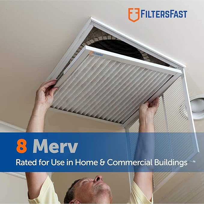 Filters Fast 12x24x2 Pleated Air Filter Merv 8, 2” AC Furnace Air Filters, Made in the USA, Actual Size 11.375x23.375x1.75, 6 Pack