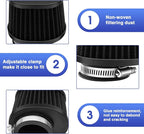 2PCS Motorcycle Air Filter Universal 45MM Replacement Engine Filter High Performance Air Filters Fit Motocross Carburetor Cleaner for Pit Bike Scooter Moped ATV (Black)