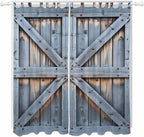 Farmhouse Wood Grain Living Room Curtains 96 Inch Length, Window Curtains Tab Top, Vintage Country Barn Gate Textured Light Filtering Window Treatments Drapes 52"x96" 2 Panel