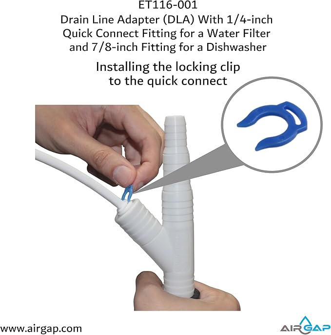 Drain Line Adapter (DLA) With 1/4-inch Quick Connect Fitting for a Water Filter and 7/8-inch Fitting for a Dishwasher (ET116-001, D-25QC, DLA-D)