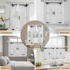 Farmhouse Wood Grain Living Room Curtains 96 Inch Length, Window Curtains Tab Top, Vintage Country Barn Gate Grey Light Filtering Window Treatments Drapes 52"x96" 2 Panel