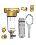Waterdrop Spin Down Sediment Filter, Backwash Whole House Water Filter System for Well Water, 40-50 Micron, 1" MNPT + 3/4" FNPT + 3/4" MNPT, Traps Sand, BPA Free, WD-RPFK