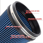 6" Inlet Cold Air Intake Filter Cone Replacement Performance Washable Clamp-On Dry Air Filters Blue (6" Tall)