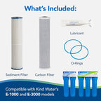 Kind Water 5-Micron Sediment & Carbon Replacement Filters – Fits Kind & Evo E-1000/E-3000 Whole House Water Systems – Includes O-Ring Kit & Lubrication – 6-12-Month Filter Refill