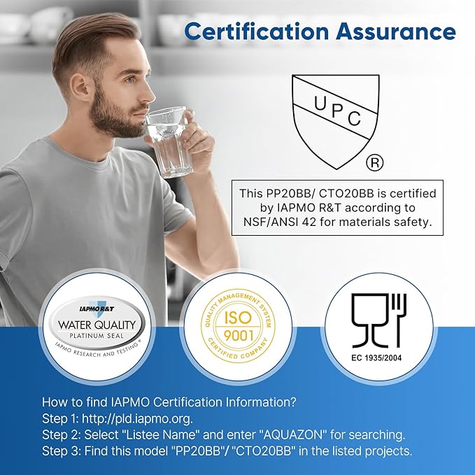PUREPLUS 5 Micron 20"x4.5" Whole House Water Filter Cartridge Combo Kit with Sediment and Activated Carbon Block Filter - Replacement for FPMB5-20, AP810-2, FC25B, EPM-20BB, 1 PACK
