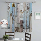 Blue Grey Wooden Living Room Curtains 84 Inch Length, Window Curtains Tab Top, Farmhouse Barn Sunflowers Retro Light Filtering Window Treatments Drapes 52"x84" 2 Panel