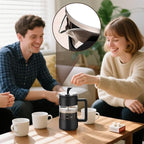 Pressed Coffee Maker 1 Liter – Portable Coffee Press System, Heat Resistant Glass Carafe, Stainless Steel Plunger Filter Mechanism, Smooth Extraction Control, Easy Grip Handle Design | Camping