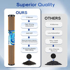 ICEPURE 5 Micron 20" x 2.5" Whole House Activated Carbon and KDF Water Filter Cartridge, Heavy Metal Removal Filter Replacement for EP-20, C1-20, F3WCB32, CTO20-KDF, 1PACK
