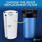 Tier1 1 Micron 10x4.5 Water Filter | Spun Wound Polypropylene Whole House Sediment Water Filter | Replacement for Pentek DGD-2501, 155359-43, SDC-45-1001, P1-10BB | 4.5 x 10 Water Filter Cartridge