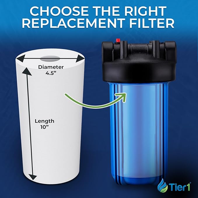 Tier1 1 Micron 10x4.5 Water Filter | Spun Wound Polypropylene Whole House Sediment Water Filter | Replacement for Pentek DGD-2501, 155359-43, SDC-45-1001 | 4.5 x 10 Water Filter Cartridge (4-Pack)