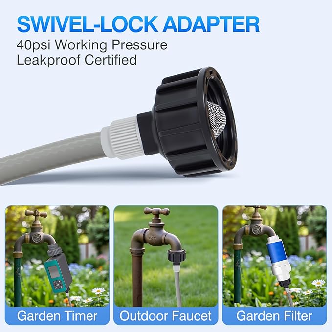25FT Misters for Outside Patio - 6 Mist Brass Nozzles & 3/4'' Adapter, Water Misters for Cooling Outdoor, Easy to Install, Misting System for Patio, Pool, Garden, Waterpark, Trampoline, Greenhouse