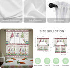 Swag Valance Curtains, Happy Easter Gnomes with Eggs on Grass Rod Pocket Valances Swag Topper for Kitchen Windows, Spring Floral on Wood Barn Light Filtering Short Curtain for Bedroom Bathroom 56x36In