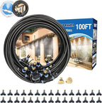 Misters for Outside Patio,Outdoor Water Misting Cooling System,99FT|30M.Backyard Mist Kit for Garden,Greenhouse,Fan,Deck,Umbrella,Canopy,Pool,Porch.Trampoline Sprinkler Park,BBQ Party Accessories