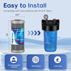 ICEPURE 5 Micron 4.5" x 10" CTO10BB-CQB Whole House Water Filter Upgraded Coconut Shell Activated Carbon Lead Remove Filter Replacement Cartridge, 1PACK