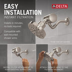 Delta Faucet Clarifi Premium Shower Filter Attachment with Filter, Hard Water Shower Filter, Shower Head Filter, Stainless 5SF100-SS