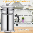Kaemi 2.2L / 74OZ Bacon Grease Container With Strainer, Bacon Grease Keeper,Oil Storage Container for Kitchen,Filtered Oil Jug With Lid and Easy Grip Handle for Storing Meat Frying and Cooking Oil