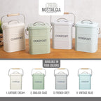 KitchenCraft Living Nostalgia Kitchen Compost Bin, Metal, 16.5 x 12 x 24 cm, Antique Cream