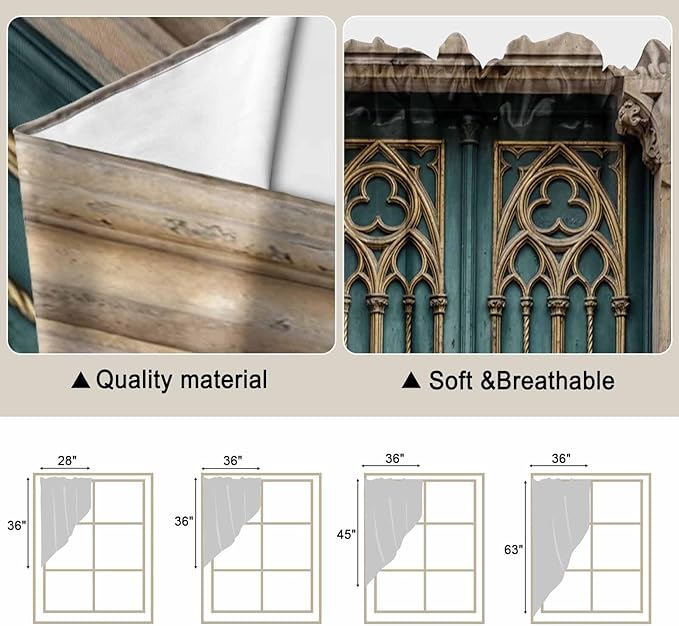 Turquoise Vintage Door Swag Valances for Windows, Countryside Barn Abstract Art Rod Pocket Kitchen Curtains Valance, Kitchen Window Curtains Swag for Cafe Bathroom Living Room, 2 Panels, 36x45 inch