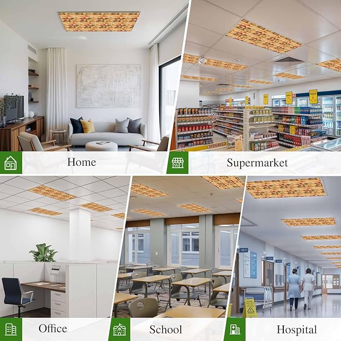 Tropical Plant Cactus Fluorescent Light Covers 4 Pack Western Cowboy Horse Sunset Desert Ethnic Magnetic Fluorescent Ceiling Lights Filters for Office Classroom Home Drop Ceiling 4x2 Feet