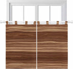 Brown Western Bedroom Curtains 63 Inch Length, Window Curtains Tab Top, Vintage Farmhouse Wood Barn Door Light Filtering Window Treatments Drapes 42"x63" 2 Panel