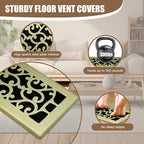 2 Packs Floor Vent Air Register 4X10 Inch Brushed Gold Color Floor Register Vents Heavy Duty Walkable Steel Floor Register Easy Adjust