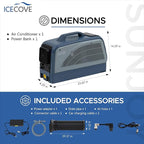 IceCove Portable Air Conditioner with Add-on Battery, 2500BTU Portable Car AC Unit, 250W Low Power Consumption, 25.5VDC, 2 Fan Speed, 3 Light Mode for Tent Camping RV Truck Van Life Home, Blue