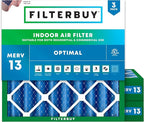 Filterbuy 29x29x4 Air Filter MERV 13 Optimal Smoke & Allergy Defense (3-Pack), Electrostatic Pleated HVAC AC Furnace Filters Replacement, Made in USA (Actual Size: 28.50 x 28.50 x 3.63)