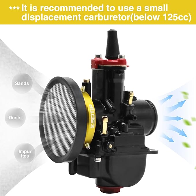 Carburetor Carb Velocity Stack Air Filter Cleaner Modified Trumpet Aluminum Alloy with Sponge Filter Steel Mesh for PWK21-30mm Short Fast Intake Suggest for Small Displacement (Gold,50mm)