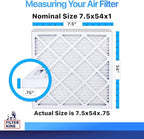 Filter King 7.5x54x1 Air Filter | 4-PACK | MERV 8 HVAC Pleated A/C Furnace Filters | MADE IN USA | Actual Size: 7.5 x 54 x .75"