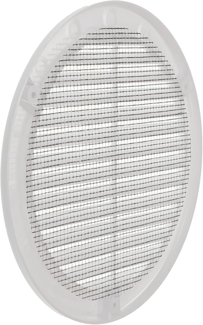 Vent Systems 6" Inch (Opening Dimensions) - Pack of 5 - White Soffit Vent Cover - Plastic Round Air Vent Grille - Built-in Mesh Screen - HVAC Register Louver for Bathroom, Home, Kitchen