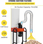 VEVOR 1.5 HP Dust Collector, 716 CFM, Portable Vortex Dust Collector, with 47 Gallon Collection Bag and Mobile Base, 120V, 3400 RPM, 5μm Canister Filter Kit, for Woodworking Dust Collection System
