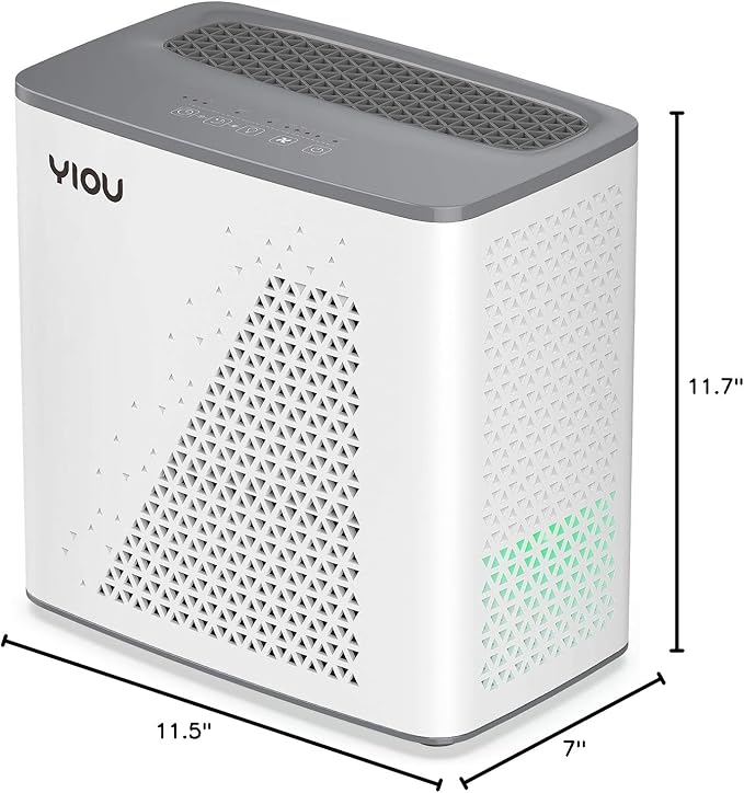 YIOU Air Purifier for Home Large Room up to 547 ft², H13 True HEPA Air Filter 20dB Air Cleaner Odor Eliminator for Allergies Smoke Dust Pollen, Grey, 7"D x 11.5"W x 11.7"H